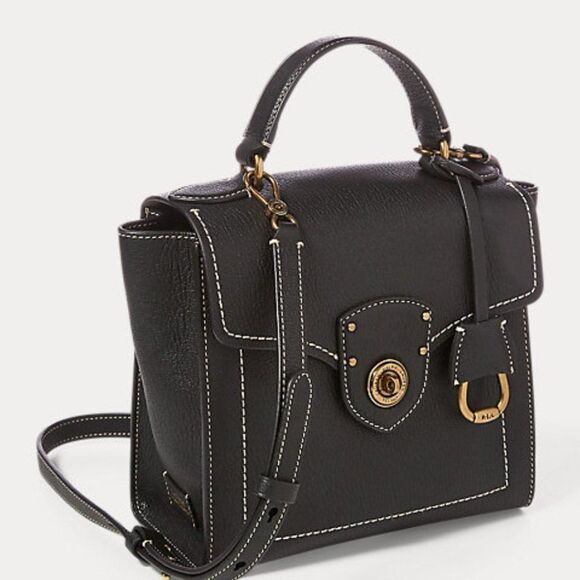 Ralph Lauren Top Handle Crossbody Satchel Handbag Black Leather  **Sold Out** - Picture 1 of 16